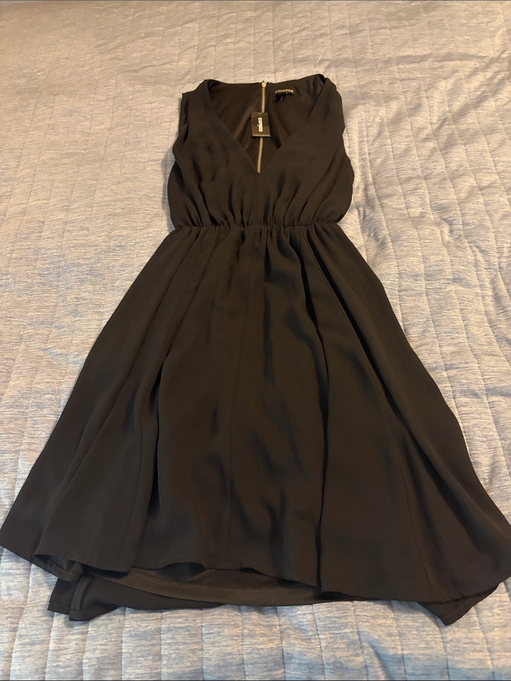 Express Black Sleeveless High-Low V-Neck Open Back Dress